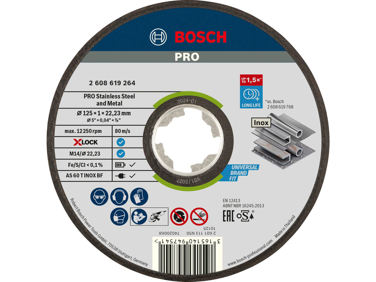 Bosch Professional X-Lock Expert doorslijpschijf inox/metaal 125x1x22,23 mm recht