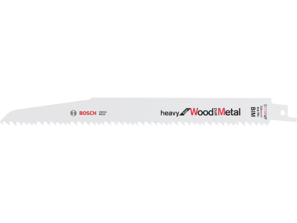 Bosch Professional S 1110 VF Heavy for Wood and Metal lame de scie sabre 225mm bois/métal 5 pièces