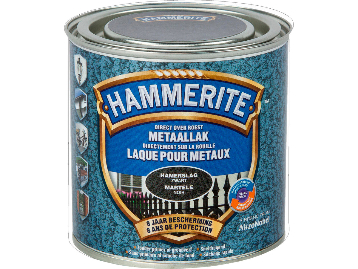 Hammerite metaallak hamerslag 0,25l zwart