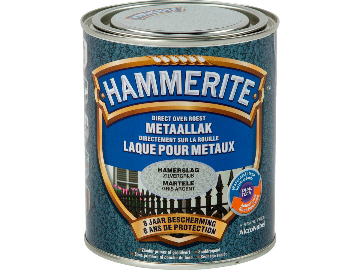 Hammerite metaallak hamerslag 0,75l zilvergrijs