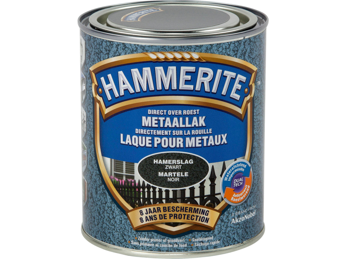 Hammerite metaallak hamerslag 0,75l zwart