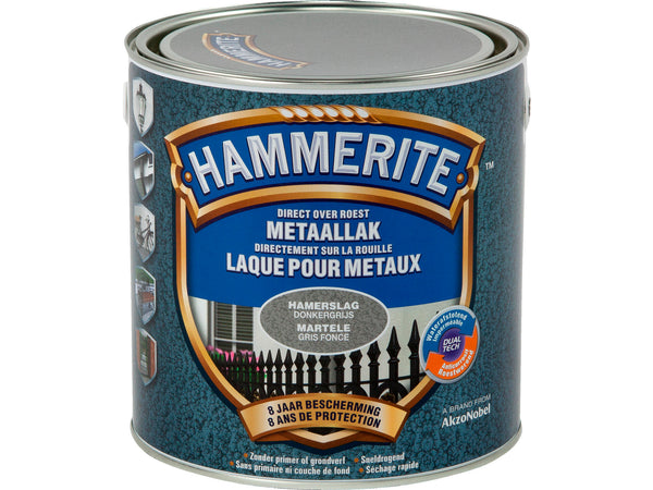 Hammerite metaallak hamerslag 2,5l donkergrijs