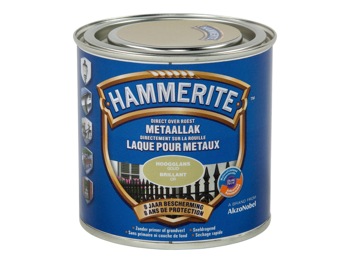 Hammerite metaallak hoogglans 0,25l goud