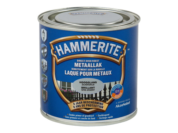 Hammerite metaallak hoogglans 0,25l zilvergrijs
