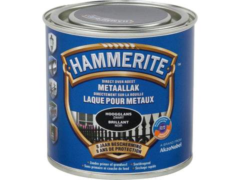 Hammerite metaallak hoogglans 0,25l zwart