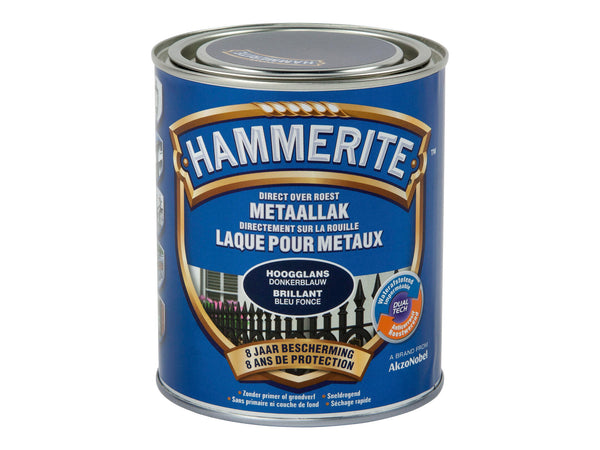 Hammerite laque pour métaux brillant 0,75l bleu foncé