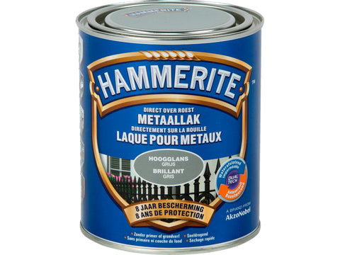 Hammerite metaallak hoogglans 0,75l grijs