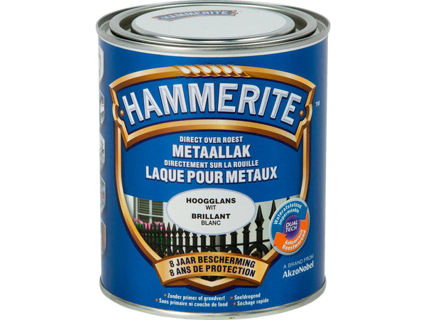 Hammerite laque pour métaux brillant 0,75l blanc