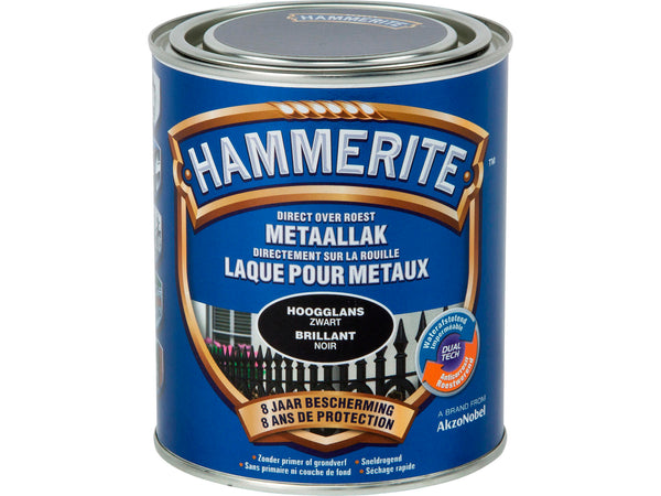 Hammerite laque pour métaux brillant 0,75l noir
