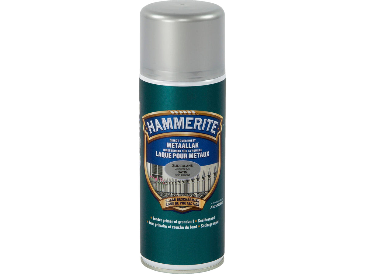 Hammerite metaallak spray zijdeglans 0,4l zilvergrijs