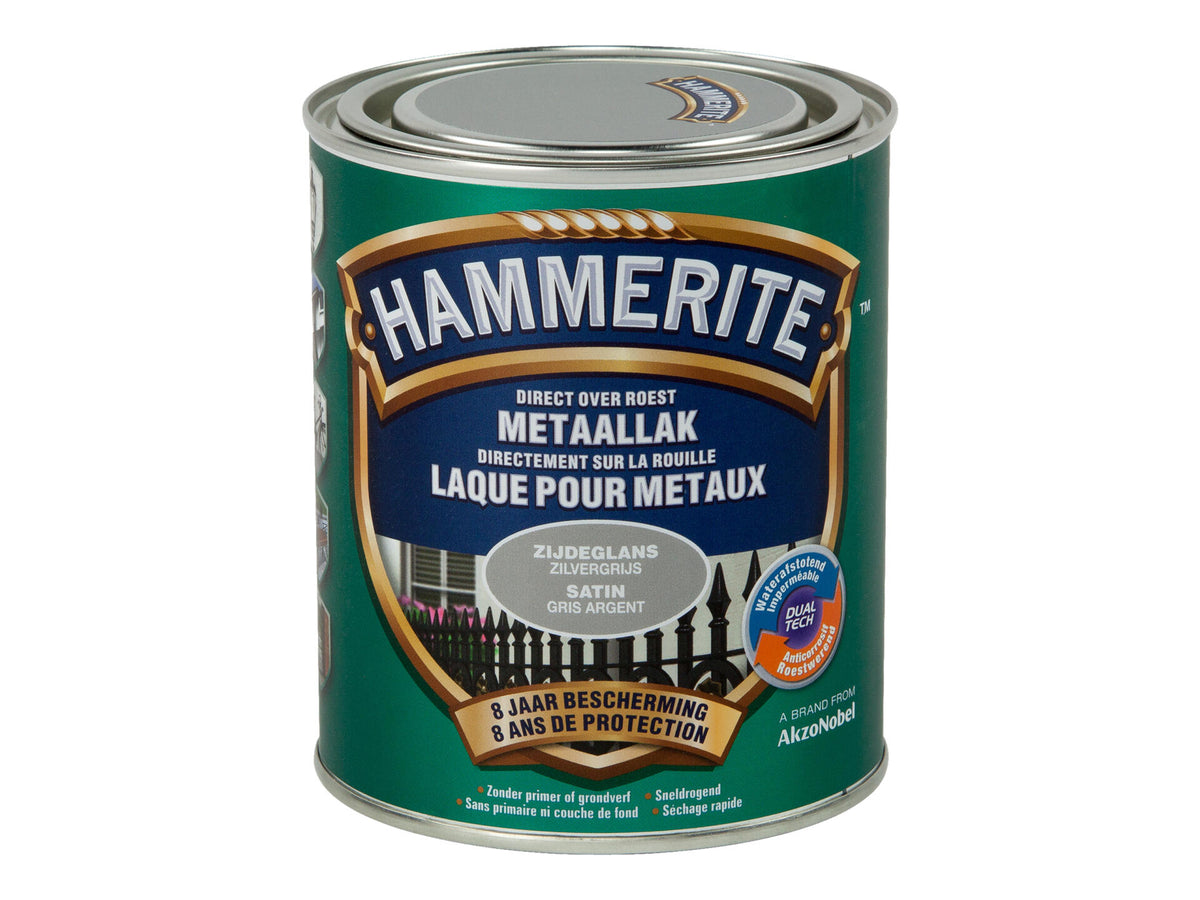 Hammerite metaallak zijdeglans 0,75l zilvergrijs