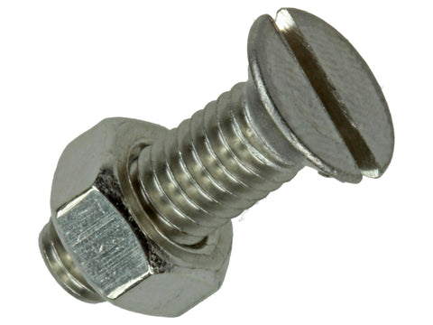 Mack metaalschroeven met moer 20x6 mm afgeplatte kop inox 5 stuks