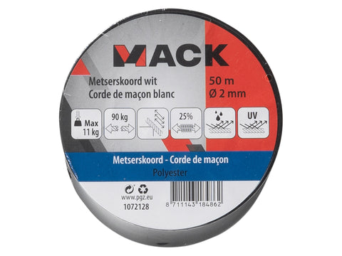 Mack metserskoord 50m 2mm wit
