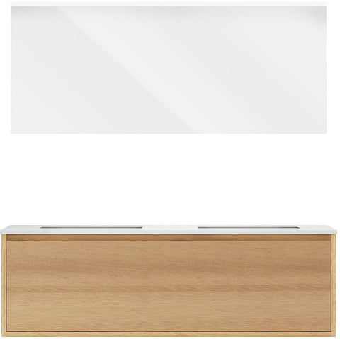Meubel craft duo eik 140cm solid molto spiegel, badkamermeubelen — SKU DESCO-705466