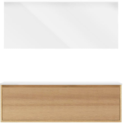 Meubel craft duo eik 140cm solid opbouw spiegel, badkamermeubelen — SKU DESCO-705468