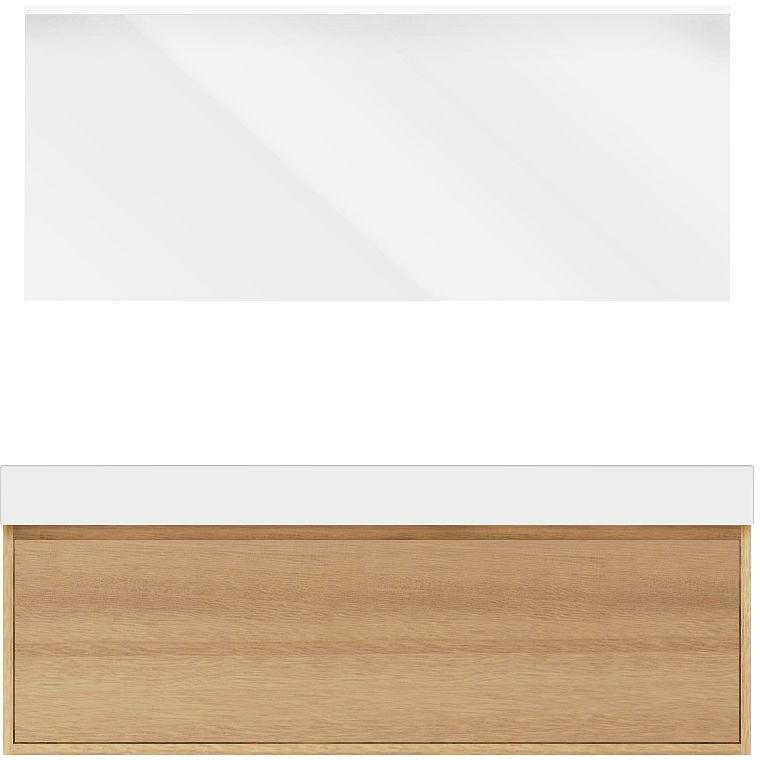 Meubel craft duo eik 140cm solid puro spiegel, badkamermeubelen — SKU DESCO-705467