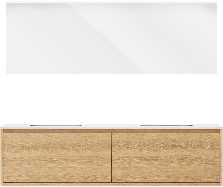Meubel craft duo eik 180cm solid molto spiegel, badkamermeubelen — SKU DESCO-705471