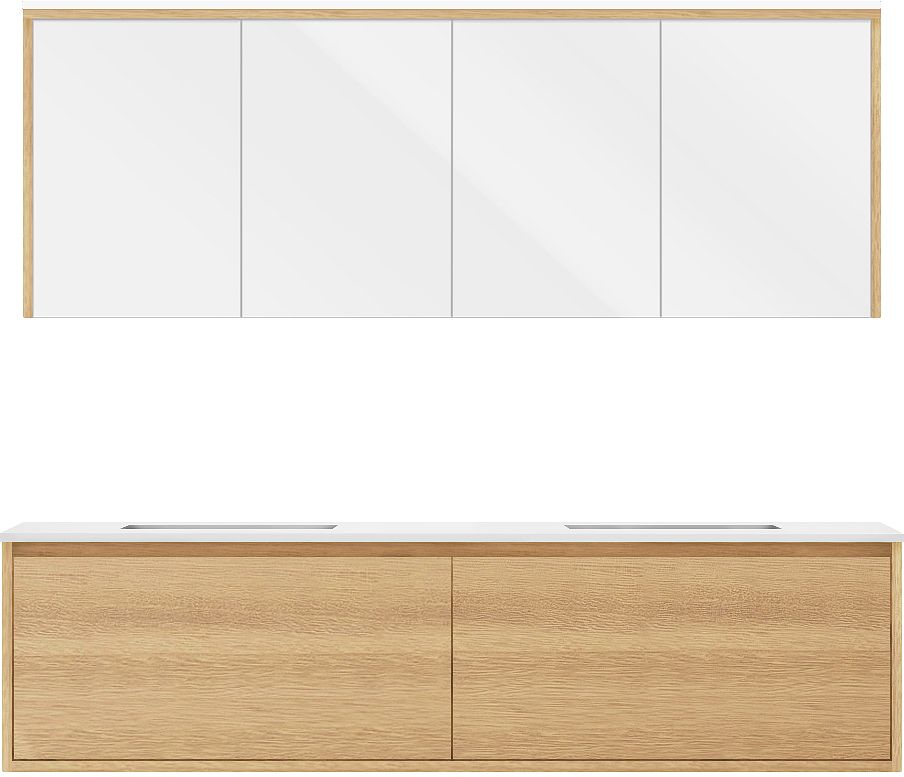 Meubel craft duo eik 180cm solid molto spiegelkast, badkamermeubelen — SKU DESCO-705486