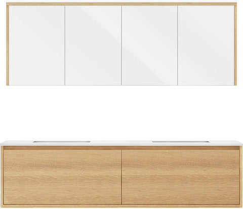 Meubel craft duo eik 180cm solid molto spiegelkast, badkamermeubelen — SKU DESCO-705486
