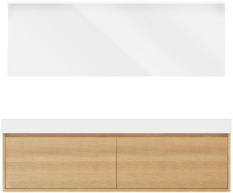 Meubel craft duo eik 180cm solid puro spiegel, badkamermeubelen — SKU DESCO-705472