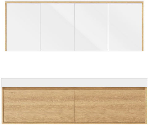 Meubel craft duo eik 180cm solid puro spiegelkast, badkamermeubelen — SKU DESCO-705487
