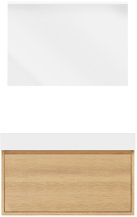 Meubel craft solo eik 90cm solid puro spiegel, badkamermeubelen — SKU DESCO-705462