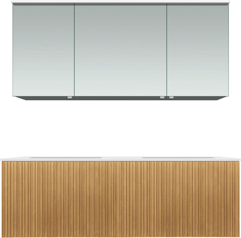 Meubel forest duo eik natuur 140CM Solid Molto spiegelkast, badkamermeubelen — SKU DESCO-705298