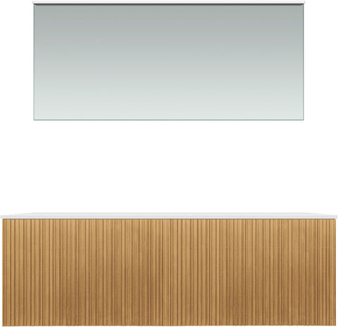 Meubel forest duo eik natuur 140CM Solid opbouw spiegel, badkamermeubelen — SKU DESCO-705284