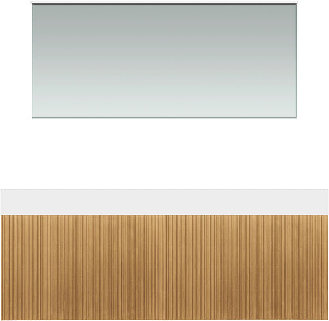 Meubel forest duo eik natuur 140CM Solid puro spiegel, badkamermeubelen — SKU DESCO-705283