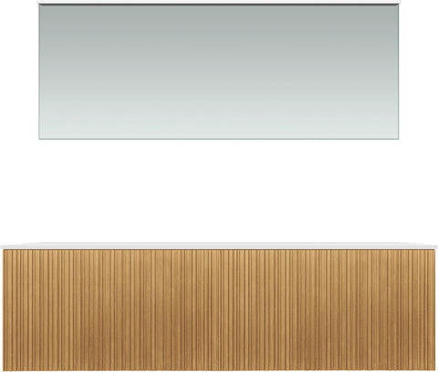 Meubel forest duo eik natuur 160CM Solid opbouw spiegel, badkamermeubelen — SKU DESCO-705288