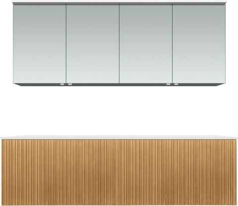 Meubel forest duo eik natuur 160CM Solid opbouw spiegelkast, badkamermeubelen — SKU DESCO-705304