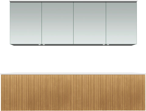 Meubel forest duo eik natuur 180CM Solid opbouw spiegelkast, badkamermeubelen — SKU DESCO-705308