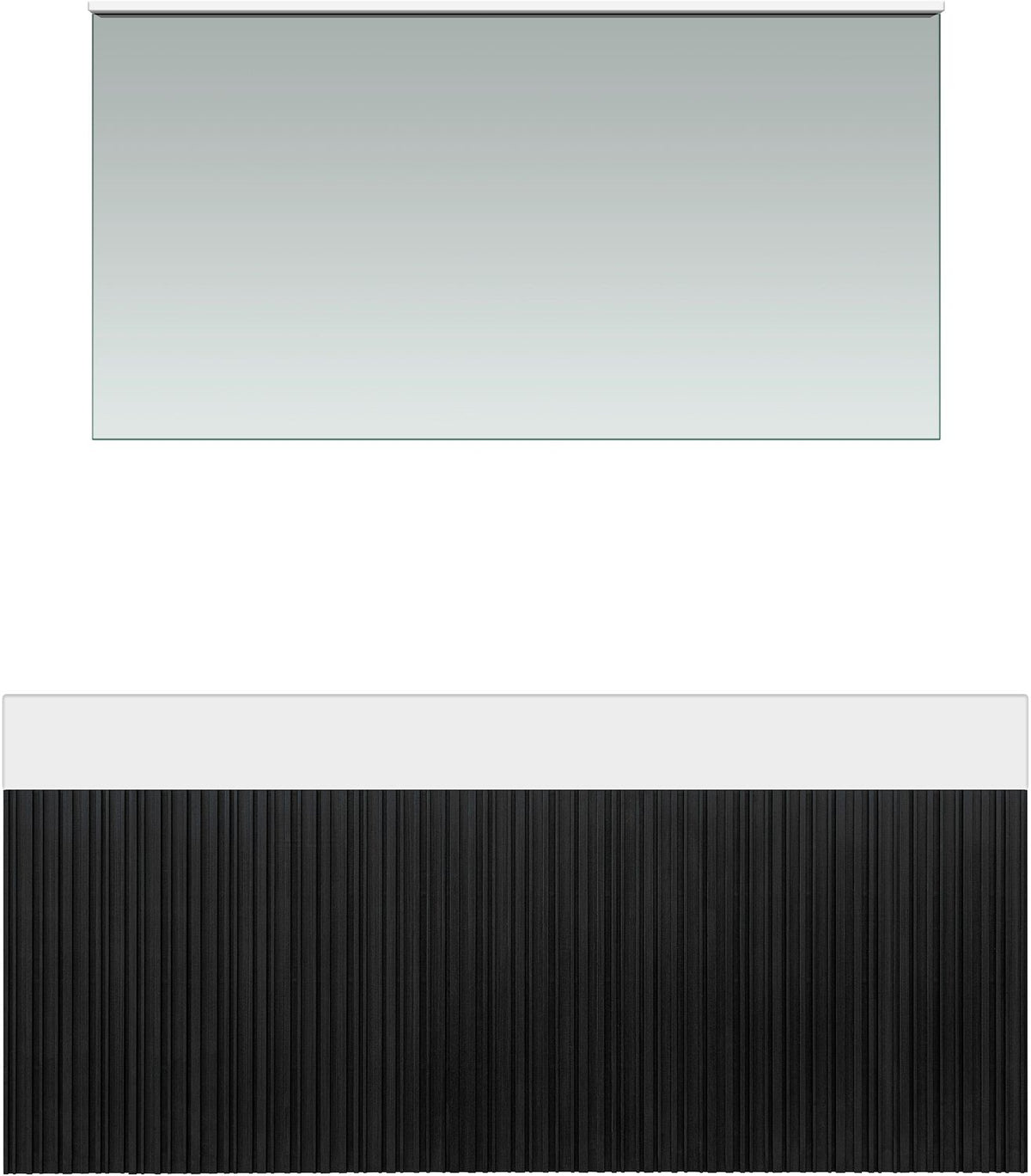 Meubel forest duo eik zwart 120cm solid puro spiegel, badkamermeubelen — SKU DESCO-705315
