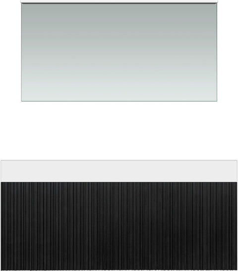 Meubel forest duo eik zwart 120cm solid puro spiegel, badkamermeubelen — SKU DESCO-705315