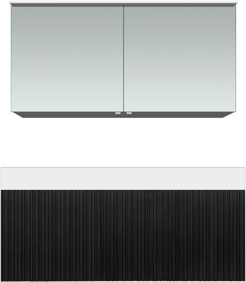 Meubel forest duo eik zwart 120cm solid puro spiegelkast, badkamermeubelen — SKU DESCO-705331