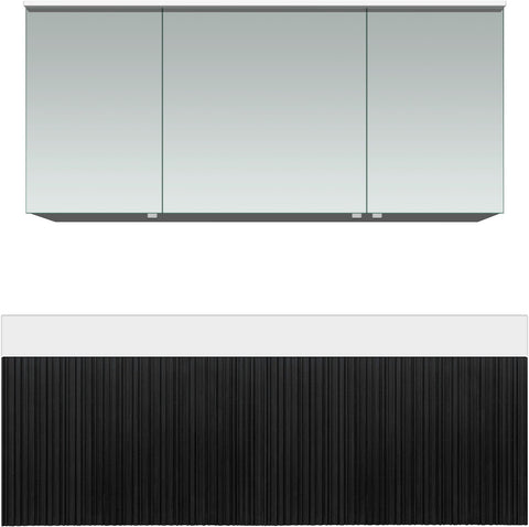 Meubel forest duo eik zwart 140cm solid puro spiegelkast, badkamermeubelen — SKU DESCO-705335