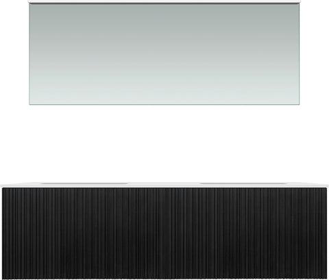 Meubel forest duo eik zwart 160cm solid molto spiegel, badkamermeubelen — SKU DESCO-705322
