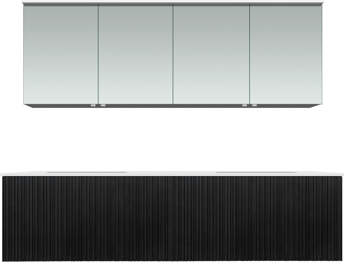 Meubel forest duo eik zwart 180cm solid molto spiegelkast, badkamermeubelen — SKU DESCO-705342