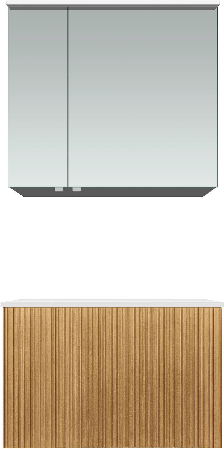 Meubel forest Solo eik natuur 70CM Solid opbouw spiegelkast, badkamermeubelen — SKU DESCO-705182