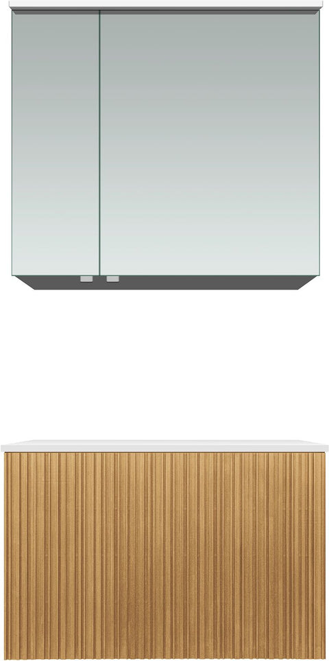 Meubel forest Solo eik natuur 70CM Solid opbouw spiegelkast, badkamermeubelen — SKU DESCO-705182