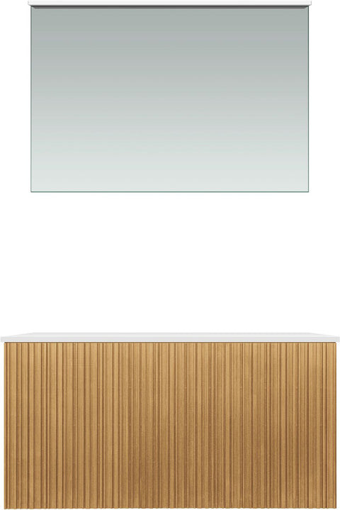 Meubel forest Solo eik natuur 90CM Solid opbouw spiegel, badkamermeubelen — SKU DESCO-705179