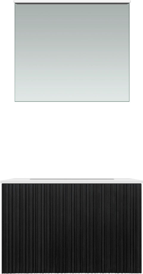Meubel forest solo eik zwart 70cm solid molto spiegel, badkamermeubelen — SKU DESCO-705224