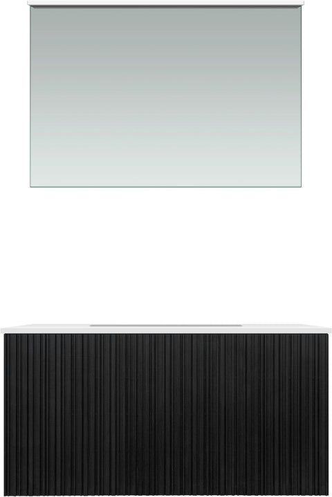 Meubel forest solo eik zwart 90cm solid molto spiegel, badkamermeubelen — SKU DESCO-705227