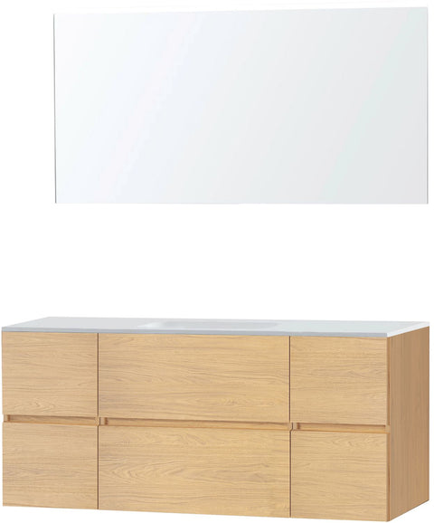 Meubel Molto eik brons 140 1 lavabo solid spiegel, badkamermeubelen — SKU DESCO-727072