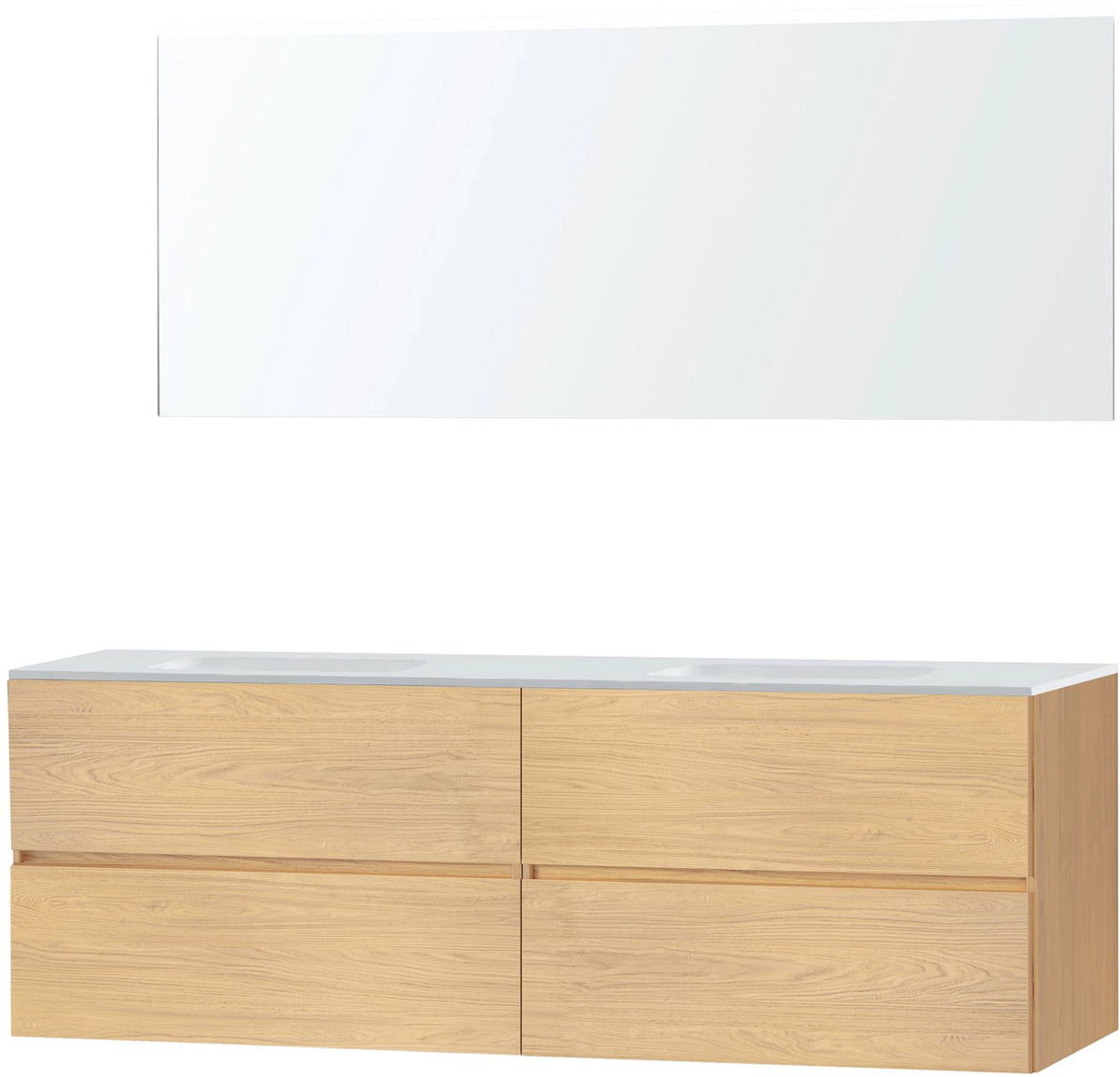 Meubel Molto eik brons 180 2 lavabo solid spiegel, badkamermeubelen — SKU DESCO-727073