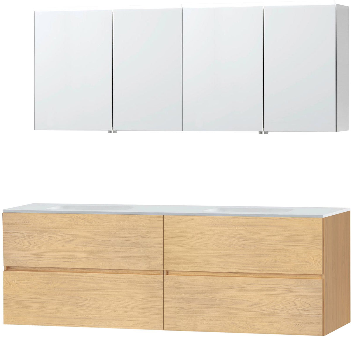Meubel Molto eik brons 180 2 lavabo solid spiegelkast, badkamermeubelen — SKU DESCO-727077