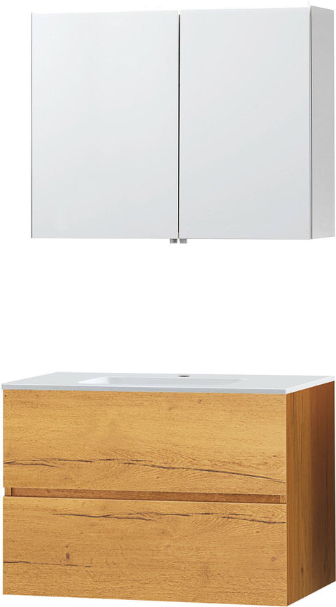 Meubel Molto eik gold 90 porselein spiegelkast, badkamermeubelen — SKU DESCO-705704