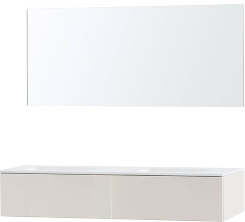 Meubel puro duo satijn BEIGE 160 1 lade Solid Molto spiegel, badkamermeubelen — SKU DESCO-713225
