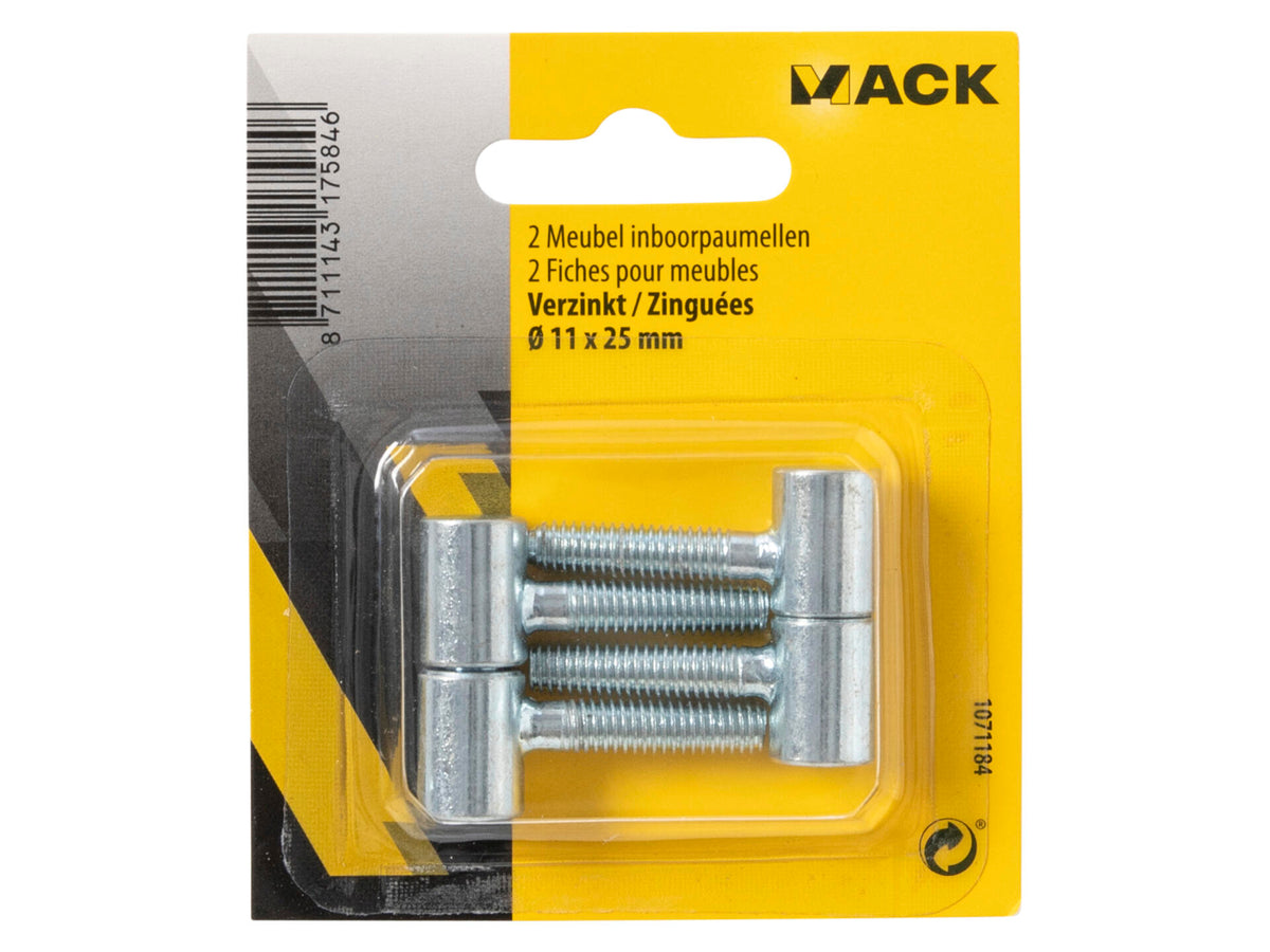 Mack meubelinboorpaumel 11x25 cm verzinkt 2 stuks