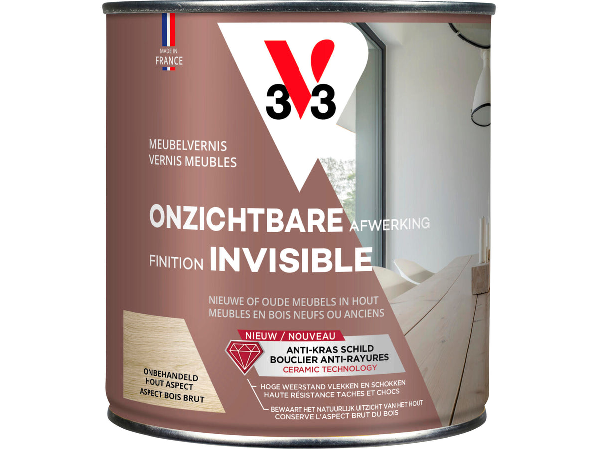 V33 meubelvernis onzichtbare afwerking mat 0,5l kleurloos